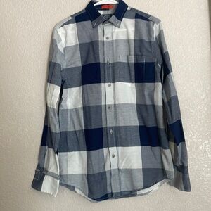 mens st. john's bay signature flannel shirt S blue plaid size small .